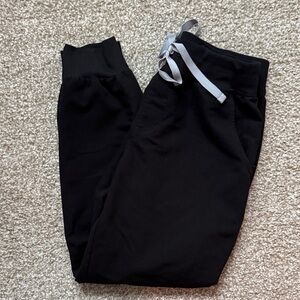 Figs Women's Zamora Black Joggers with Gray Tie